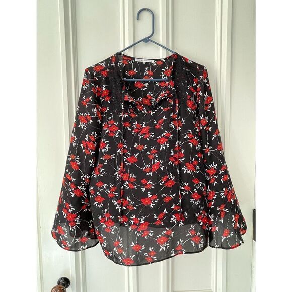Violet and Claire black white and red floral blouse M - Picture 1 of 4